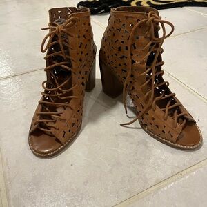 Jeffrey Campbell laser cut out lace up booties